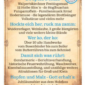 Plakat Programm 1275 Jahre Walpertskirchen 